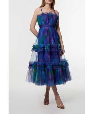 Women's Dark Floral Bandeau Midi Dress