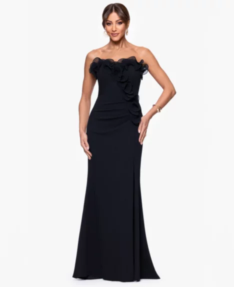 Petite Strapless Long Gown - Black