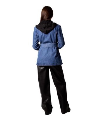 Women's Gracie Double Breasted Trench Coat with Removable Hoodie Insert