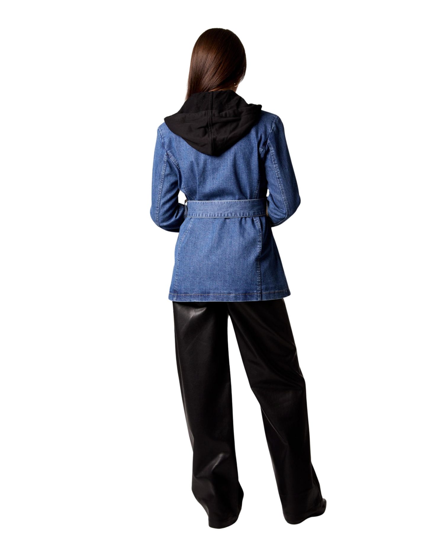 Women's Gracie Double Breasted Trench Coat with Removable Hoodie Insert