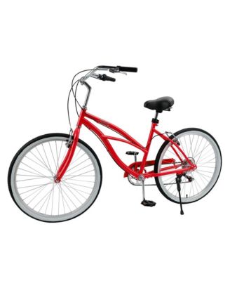 26-Inch Beach Cruiser Bike for Adults with Shimano 7-Speed, High-Carbon Steel Frame for Leisure Cycling
