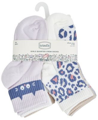 Girls' 4-11 Fashion Quarter Socks, 10-Pack Set