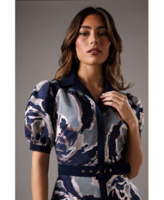 Women's Short Sleeve Jacquard Shirt Dress