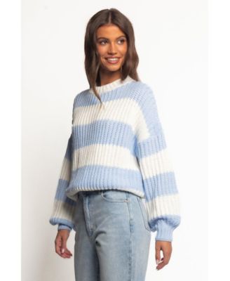 Courtney Thick Stripe Knit Sweater - Blue Cream