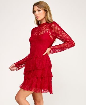 Juniors' Long-Sleeves 3 Tier Dress
