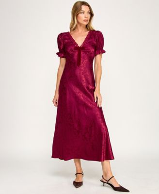 Juniors' Short Sleeves Midi Dress