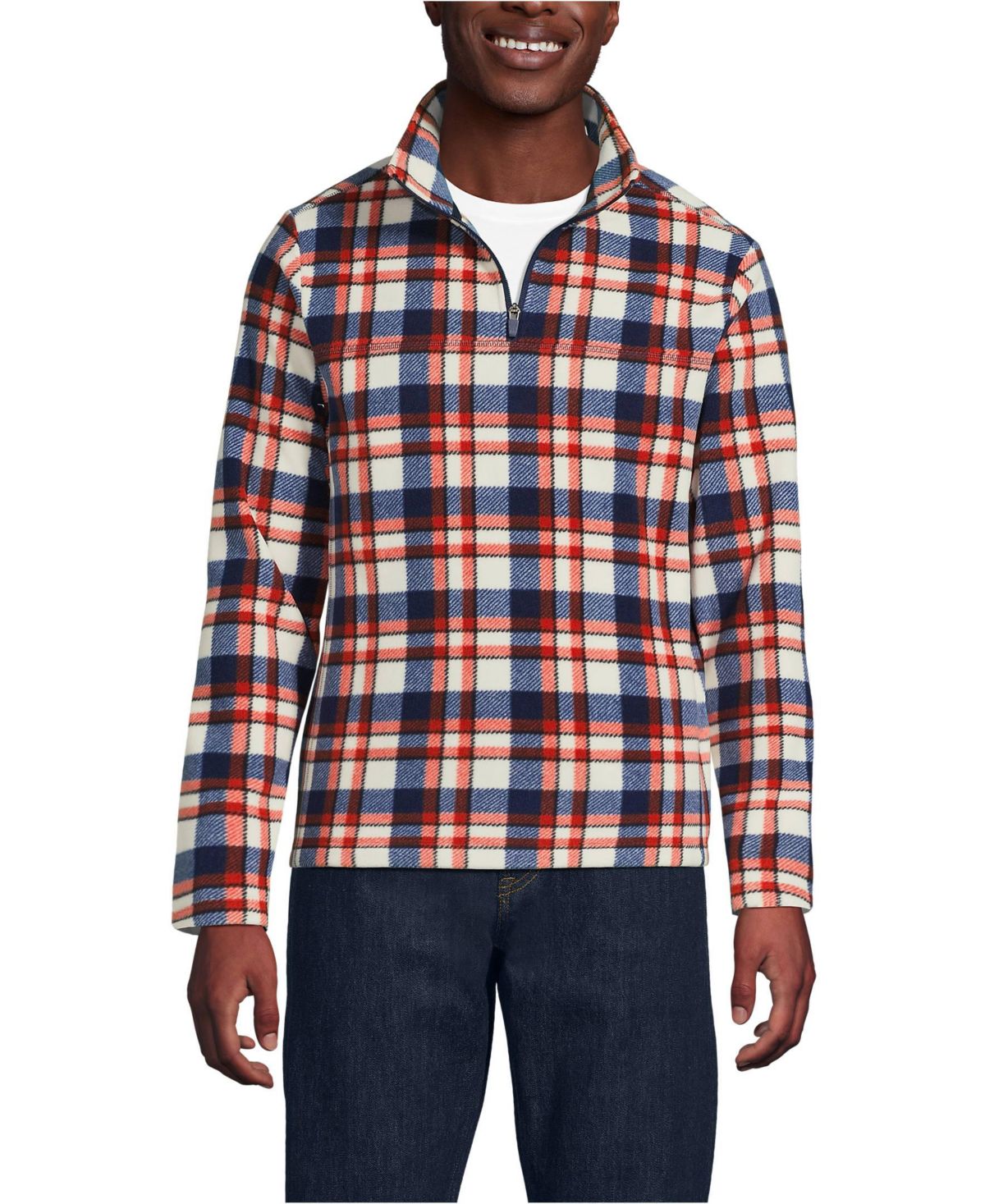 Мужской пуловер на молнии с принтом из флиса в любую погоду