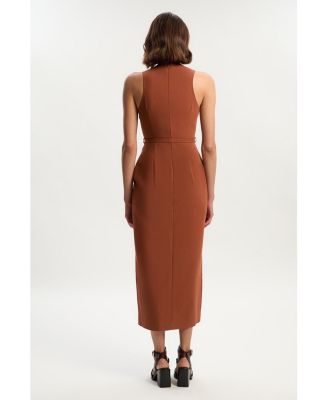Women's Belted Pencil Maxi Dress