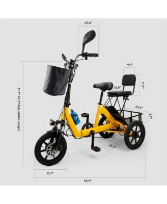 Electric Tricycle for Adults E-Trike with 3-Speed 350W Motor & 28-Mile Range | Compact Foldable Design