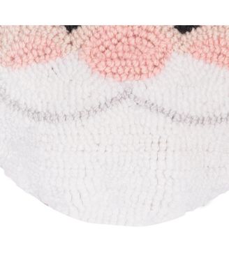 Cardinal on Branch Hooked Mini Round Christmas Accent Pillow 10" x 10"