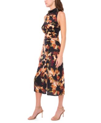 Women's Mock Neck Side Ruched Dress