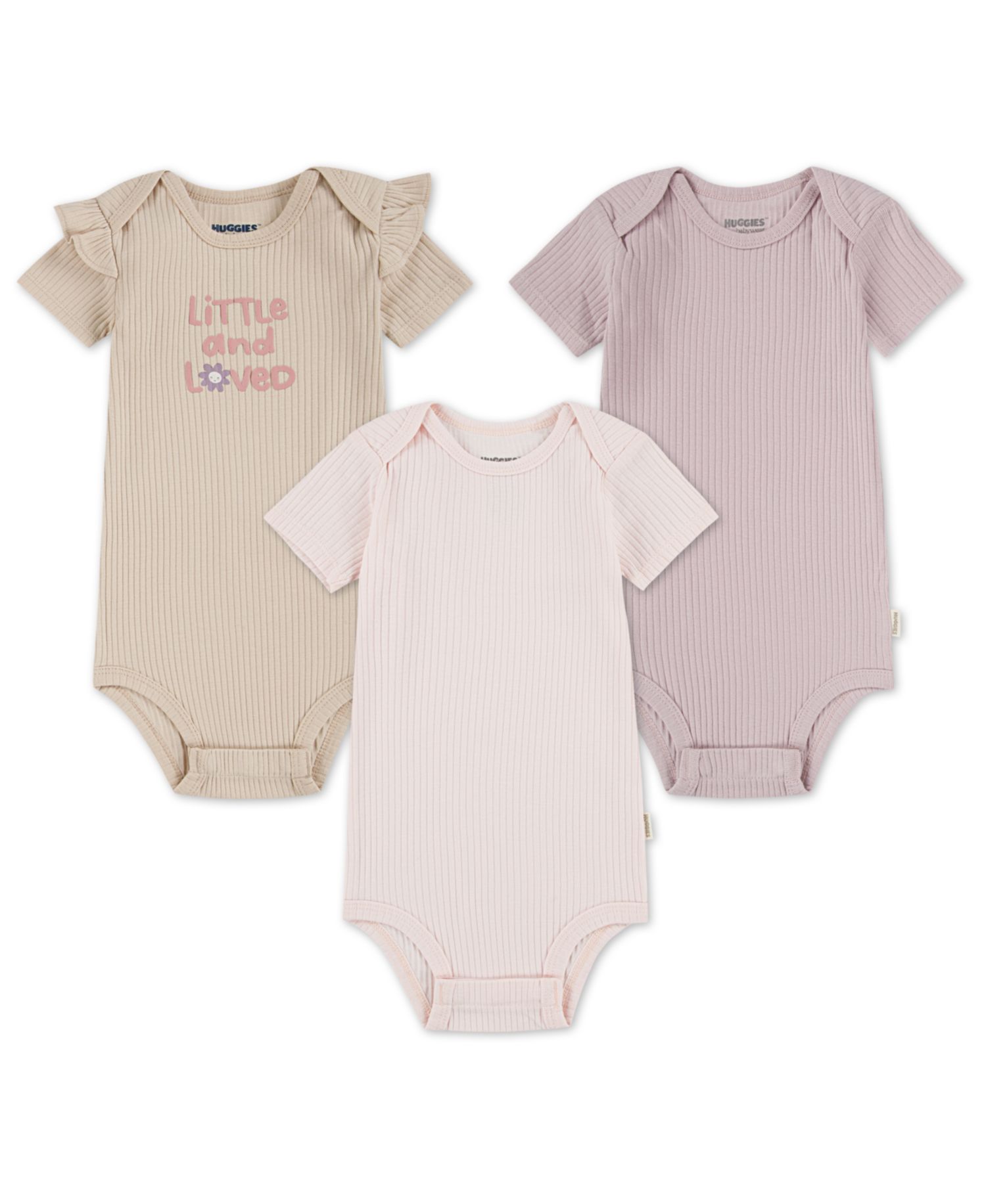 Baby Girls' Short-Sleeve Bodysuits, 3-Pack Set