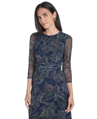 Women's 3/4 Sleeve Ruched Dress