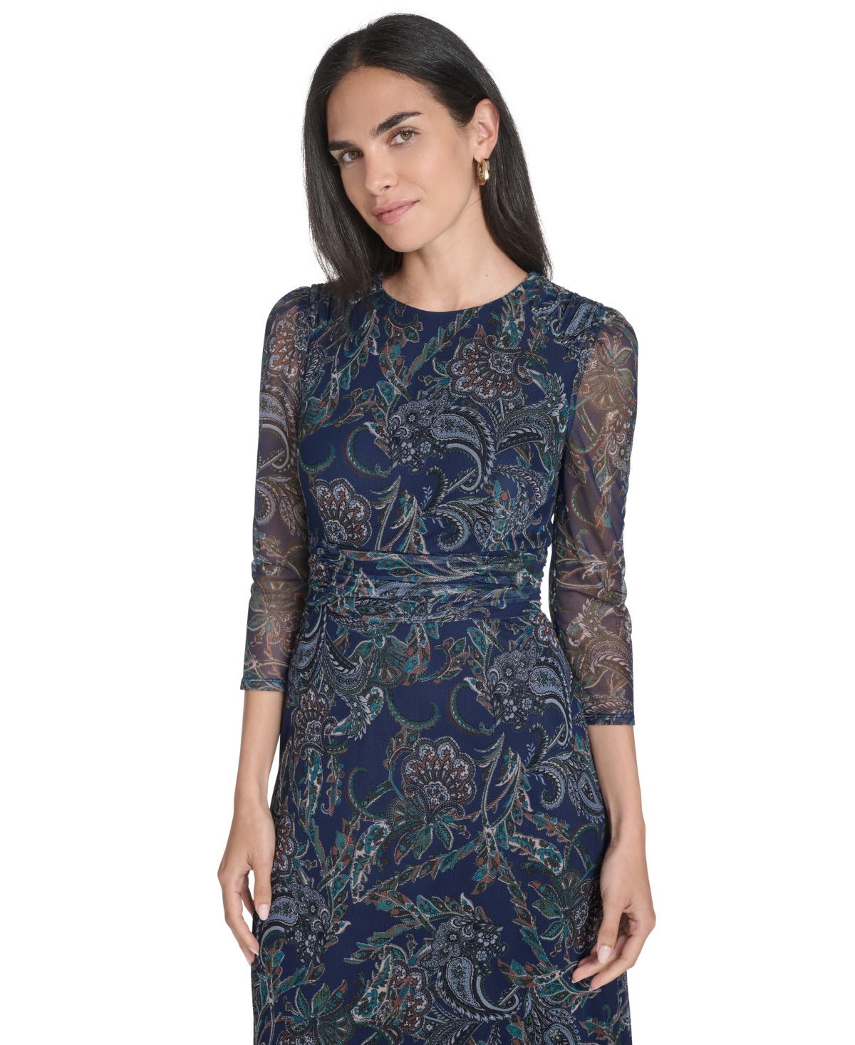 Jessica Howard Women's Puff Sleeves Ruched Dress