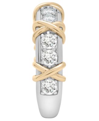 Diamond XO Ring (1 ct. t.w.) in 14k Yellow and White Gold