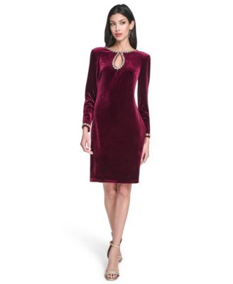 Vince Camuto - Women's Beaded Cutout Velvet Dress