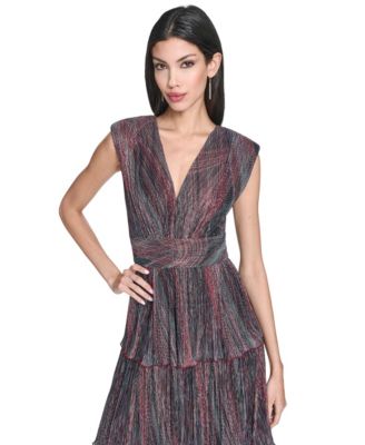 Women's Metallic Crinkle Sleeveless Dress