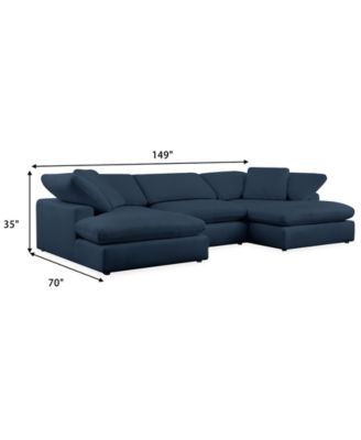 Fog 3-Pc. Fabric Double Chaise Sectional Sofa Set