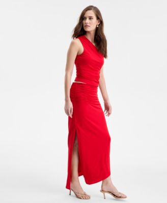 Women's Asymmetrical Ruched Midi Skirt, Macy's Exclusive