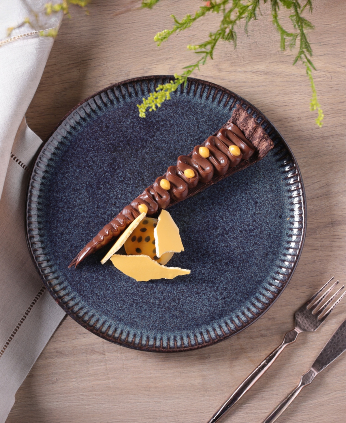 Porto Brasil Stoneware Linhas Dinner Plates, Set Of 6 In Blue