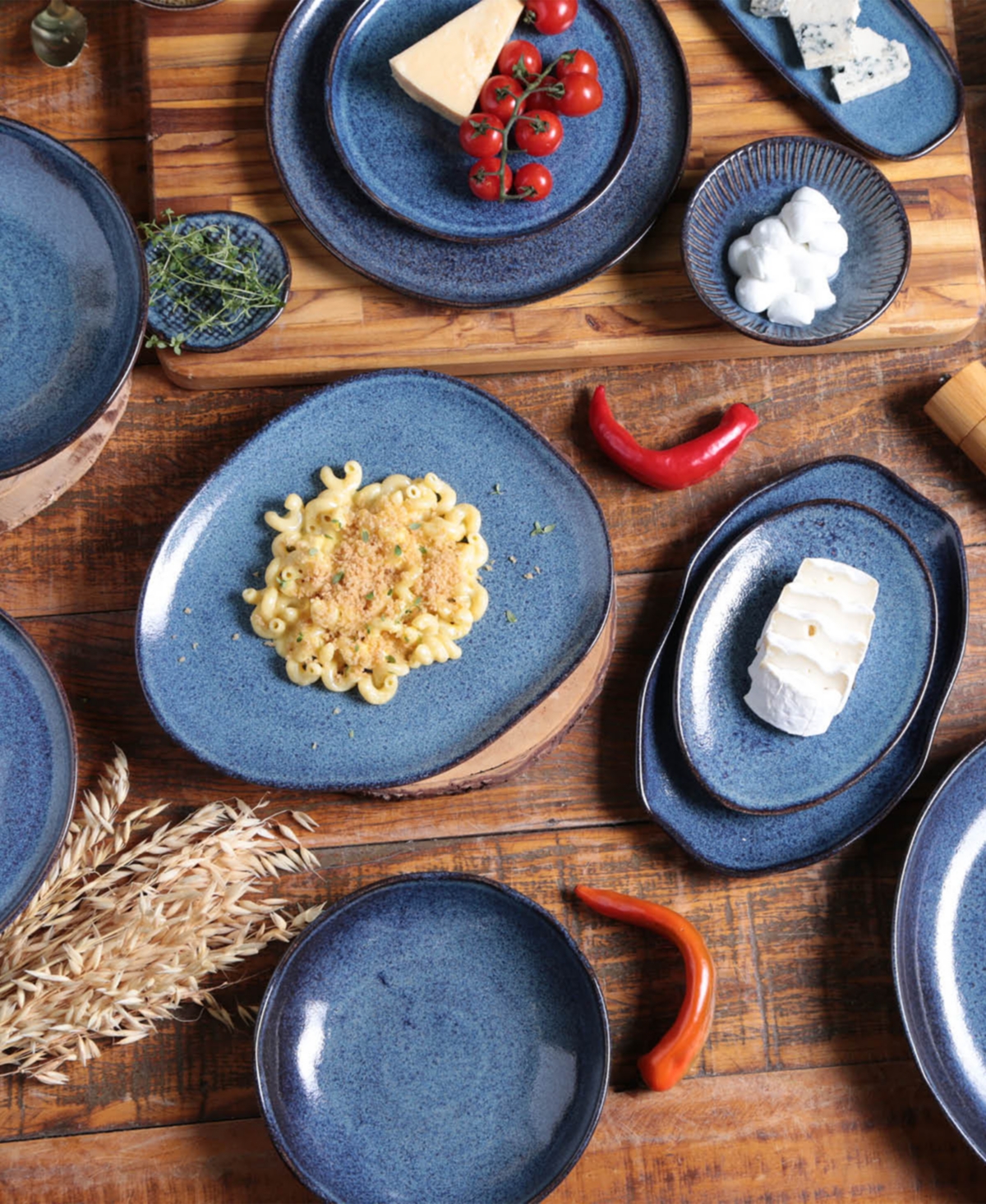 Porto Brasil Stoneware Oval Dinner Plates, Set Of 6 In Blue