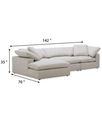 Fog 3-Pc. Fabric Chaise Sectional Sofa Set