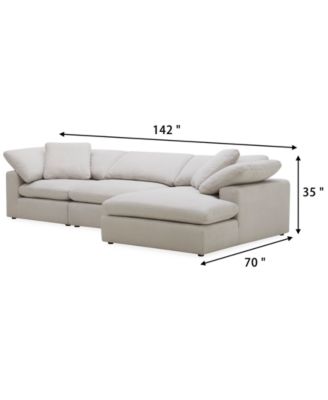 Fog 3-Pc. Fabric Chaise Sectional Sofa Set