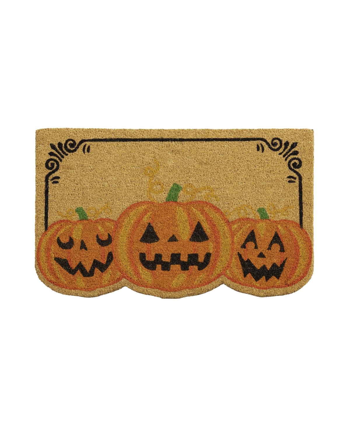 Vcny Home Three Pumpkins Halloween Outdoor Coir Doormat, 18" X 30" In Gold