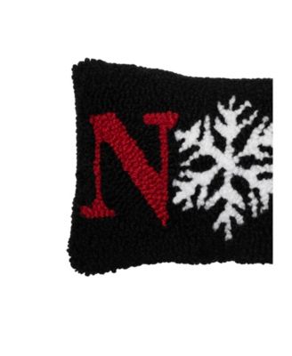 "Noel" Snowflake Hooked Christmas Mini Accent Pillow 6" x 12"