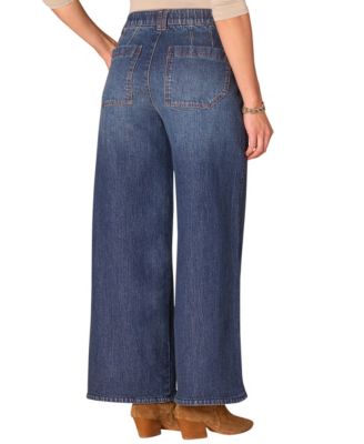 Women's “Ab” Solution Skyrise Tulip-Hem Wide-Leg Jeans
