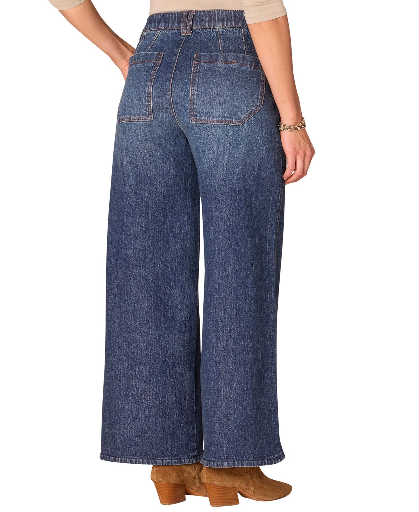 Женские джинсы Democracy "Ab" Solution 30/24" Skyrise Tulip-Hem Wide-Leg, цвет: Синий — фото 3