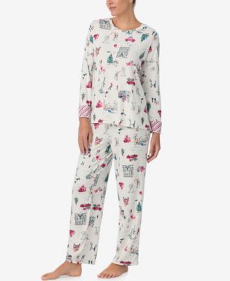 Women's Printed Round Neck Top and Pants Pajama Set