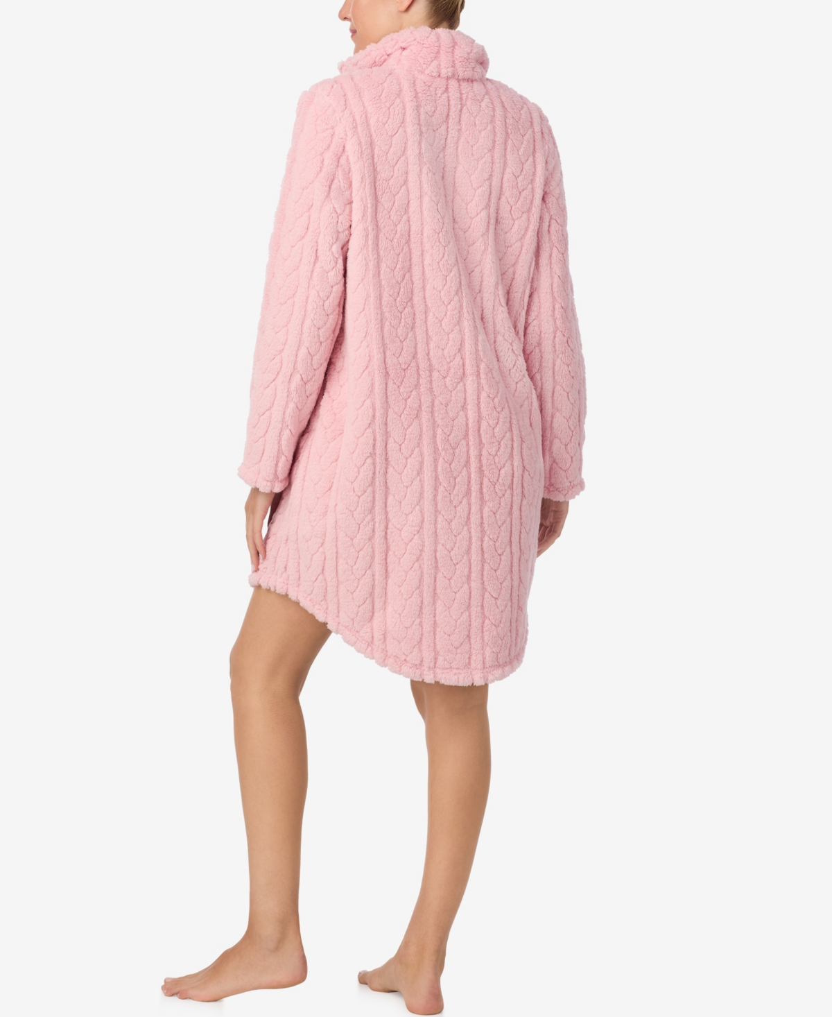 Ellen Tracy Women's Textured Long Sleeve Robe In Pink