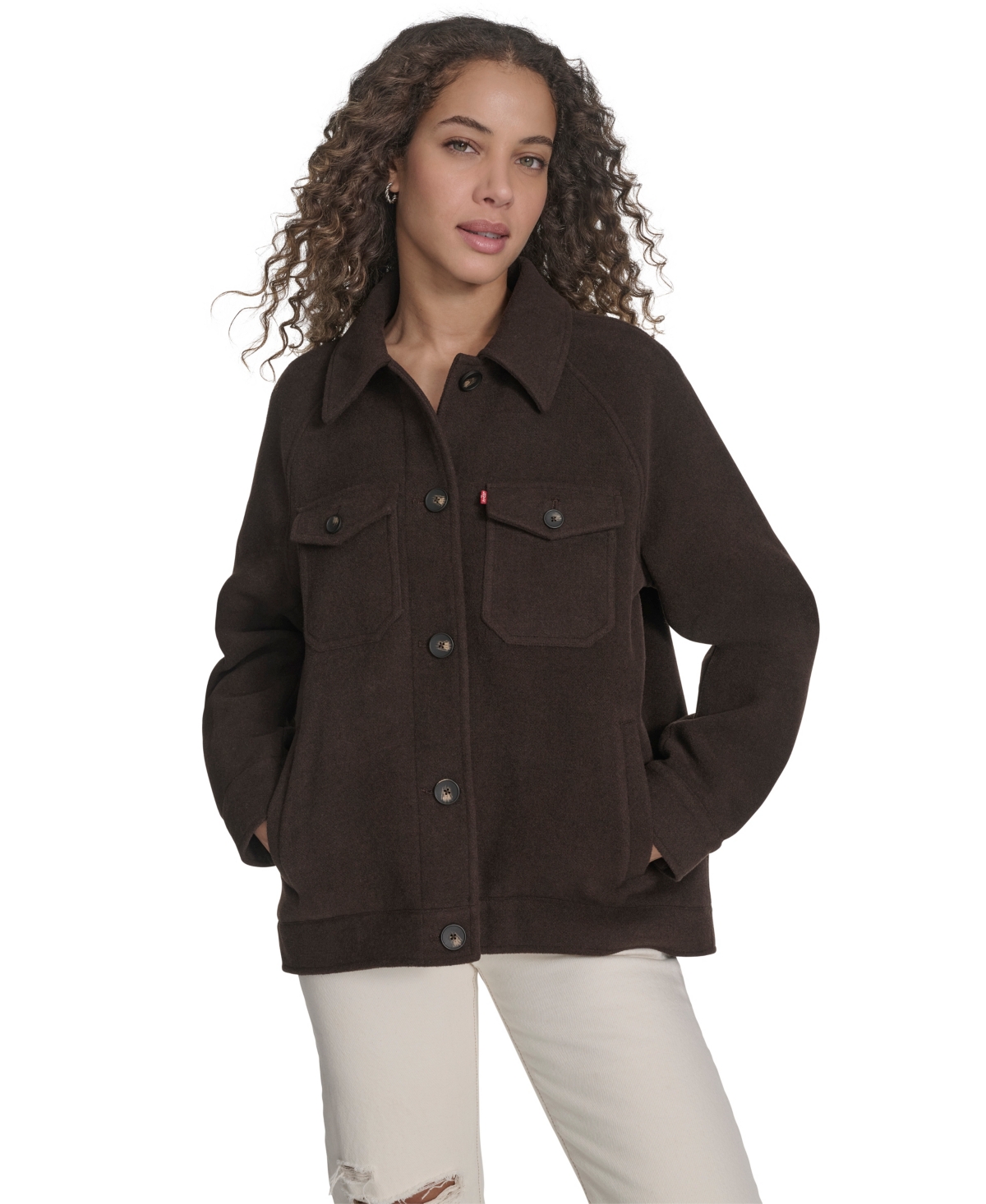 Levi's Women's Regular Wool Blend Shirt Jacket In Brown
