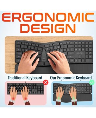 KB250 Ergonomic Wireless Rechargeable Keyboard with Wrist Rest Pad