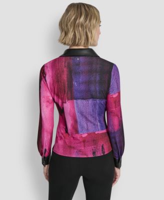 Petite Knot Front Long Sleeve Top