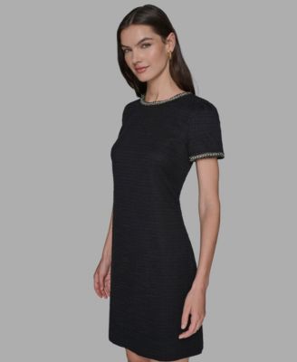 Women's Short Sleeve Knit Shift Dress