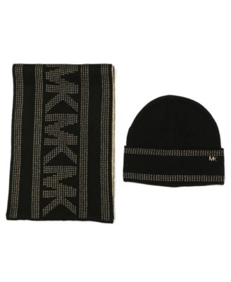 Women's Signature 2-Piece MK Sport Tape Cuff Beanie and Scarf Box Set