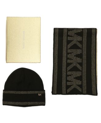 Women's Signature 2-Piece MK Sport Tape Cuff Beanie and Scarf Box Set