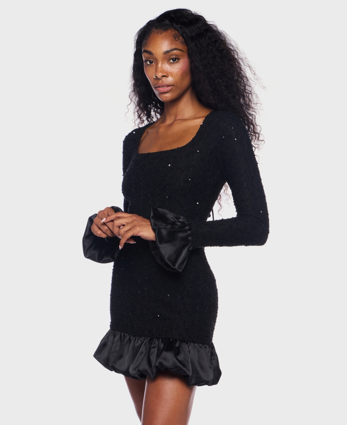 Alex & Sophia Women's Sequin Long Sleeve Dress In Black