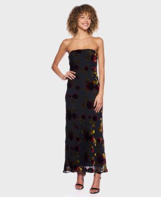 Junior's Flocked Strapless Dress