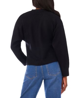 Women's Cropped V-Neck Oversized Cardigan