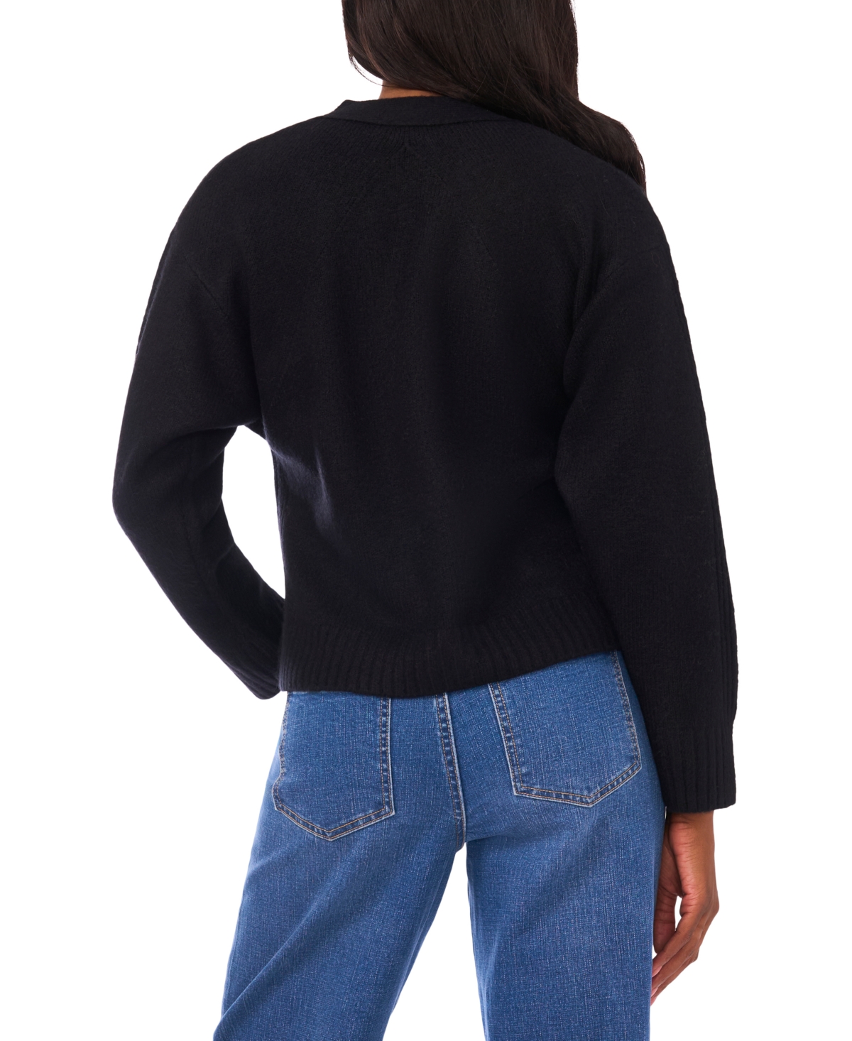 1.state Women's Cropped V-neck Oversized Cardigan In Black