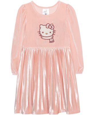 Hello Kitty - Girls 2T-6X Long-Sleeve Pleated Dress