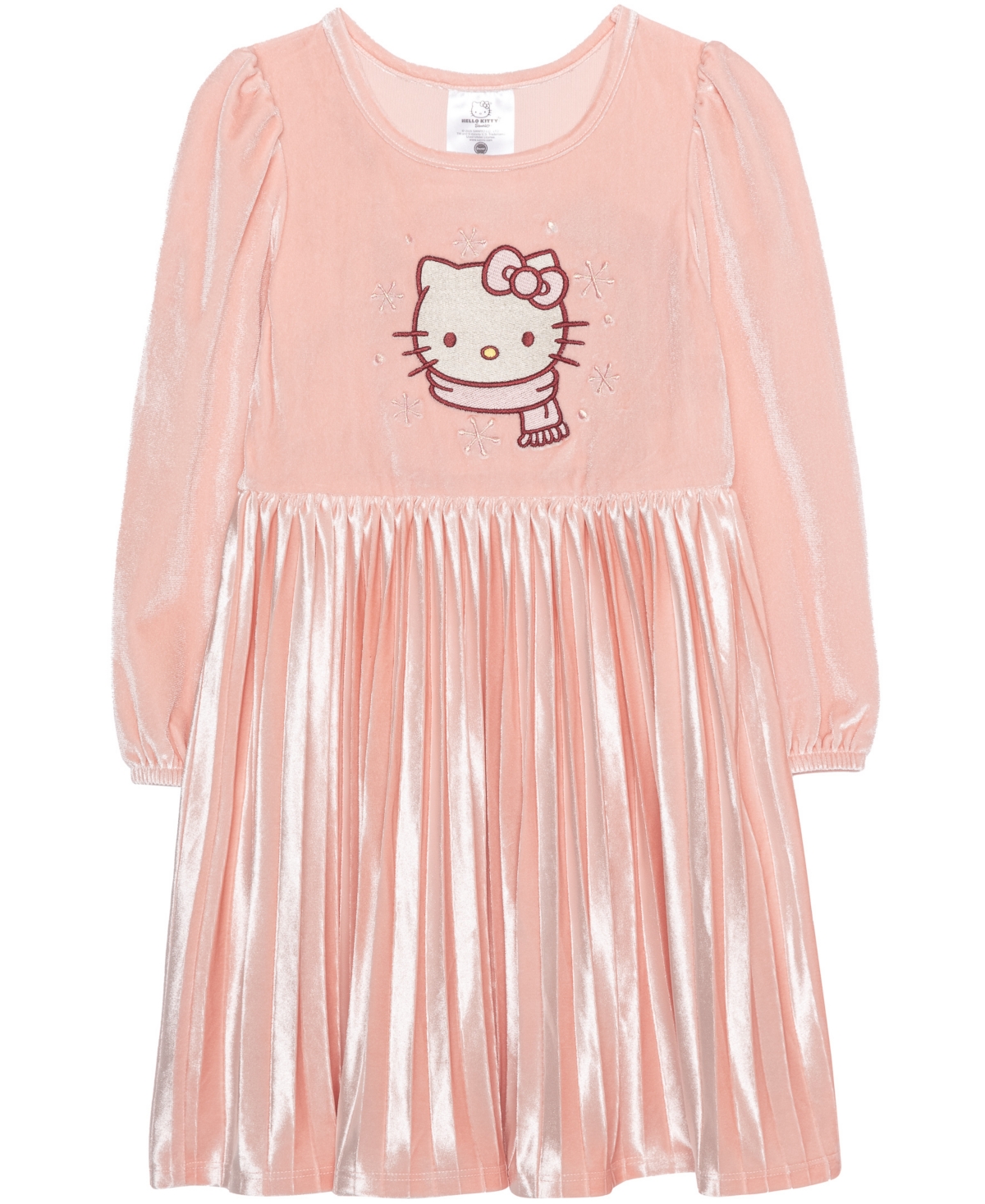 Hello Kitty Girls 2t-6x Long Sleeve Pleated Dress In Pink