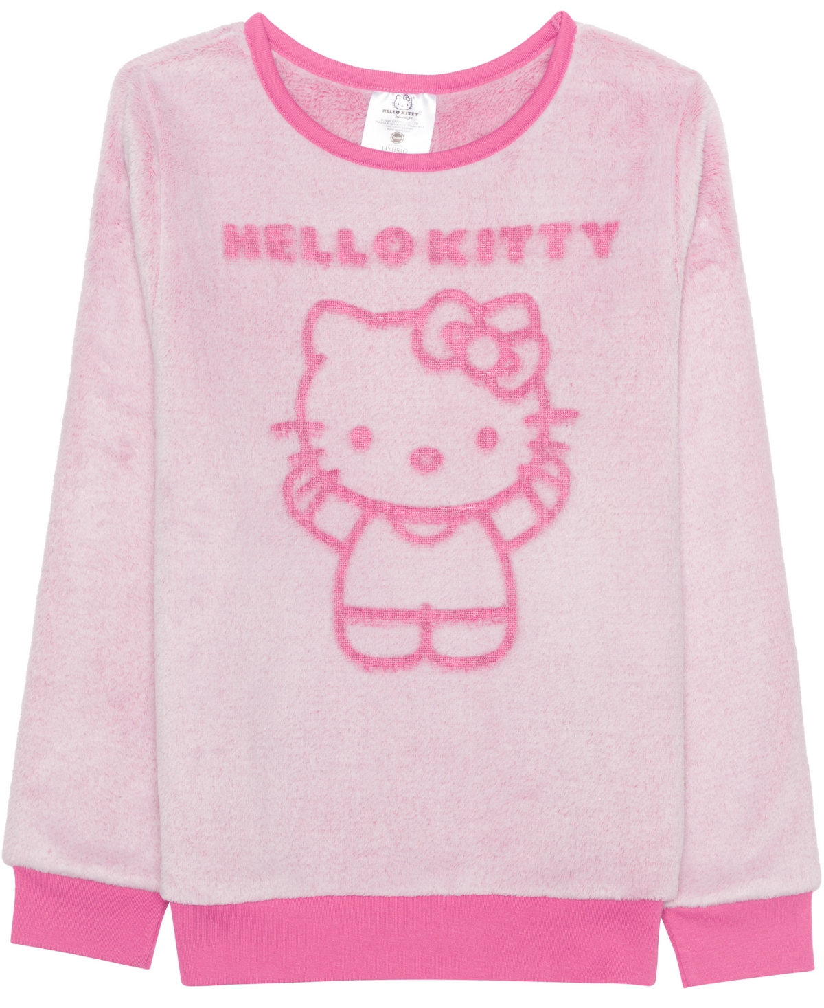 Hello Kitty Girls 7-14 Long Sleeve Debossed Pull-on Sweater In Pink