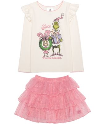 The Grinch - Girls 2T-6X 2-Piece Long-Sleeve Top and Skirt Set