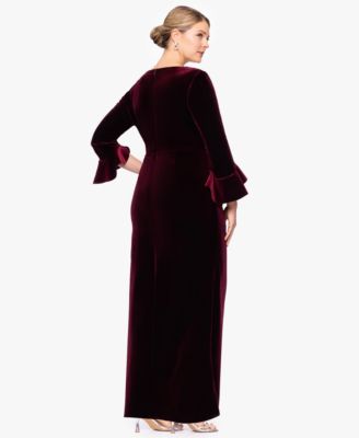 Plus Size Velvet V-Neck Dress