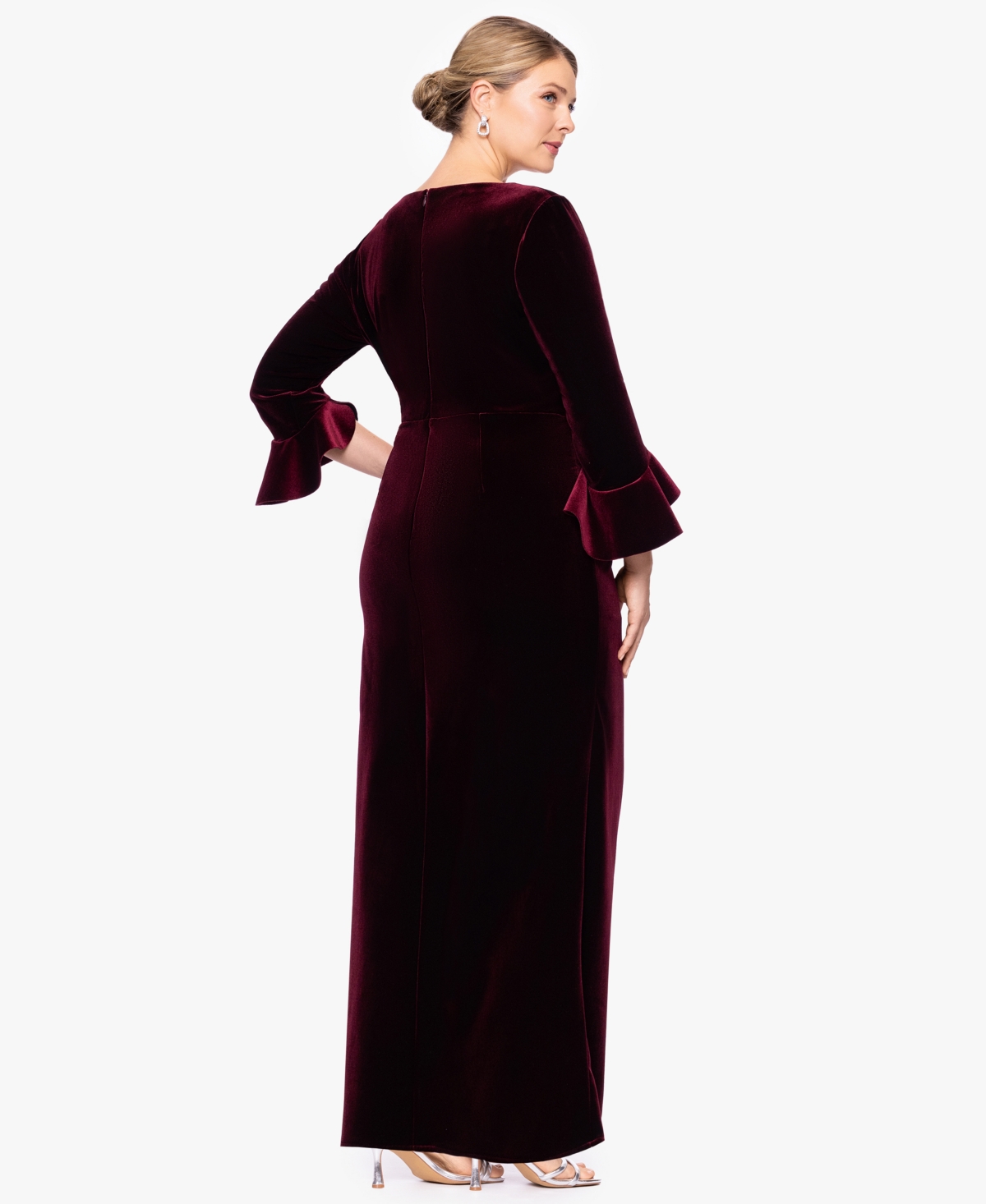 Betsy & Adam Plus Size Sheath Long Sleeves Dress In Multi