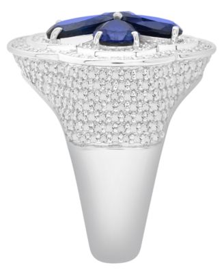 Men's Sapphire (3-1/2 ct. t.w.) & Diamond (1/3 ct. t.w.) Ring in Sterling Silver